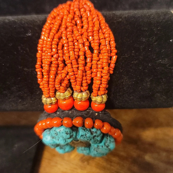 Orange And turquoise stone bracelet - Picture 2 of 4